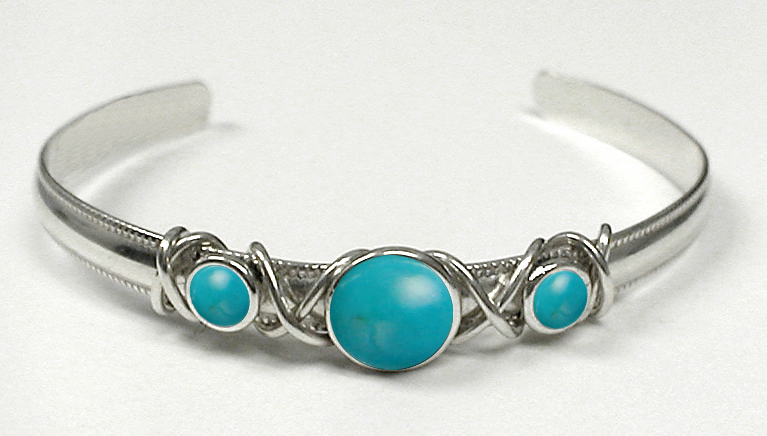 Sterling Silver Hand Made Cuff Bracelet With Turquoise and